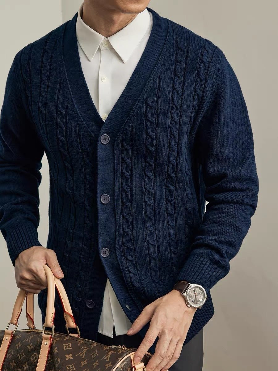 Men’s Cozy Solid-Color Knit Cardigan – Modern Long-Sleeve Sweater for Autumn & Winter - Image 7