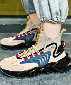 Men’s Spring Blade Sneakers — Trendy Color-Match Breathable Running Shoes