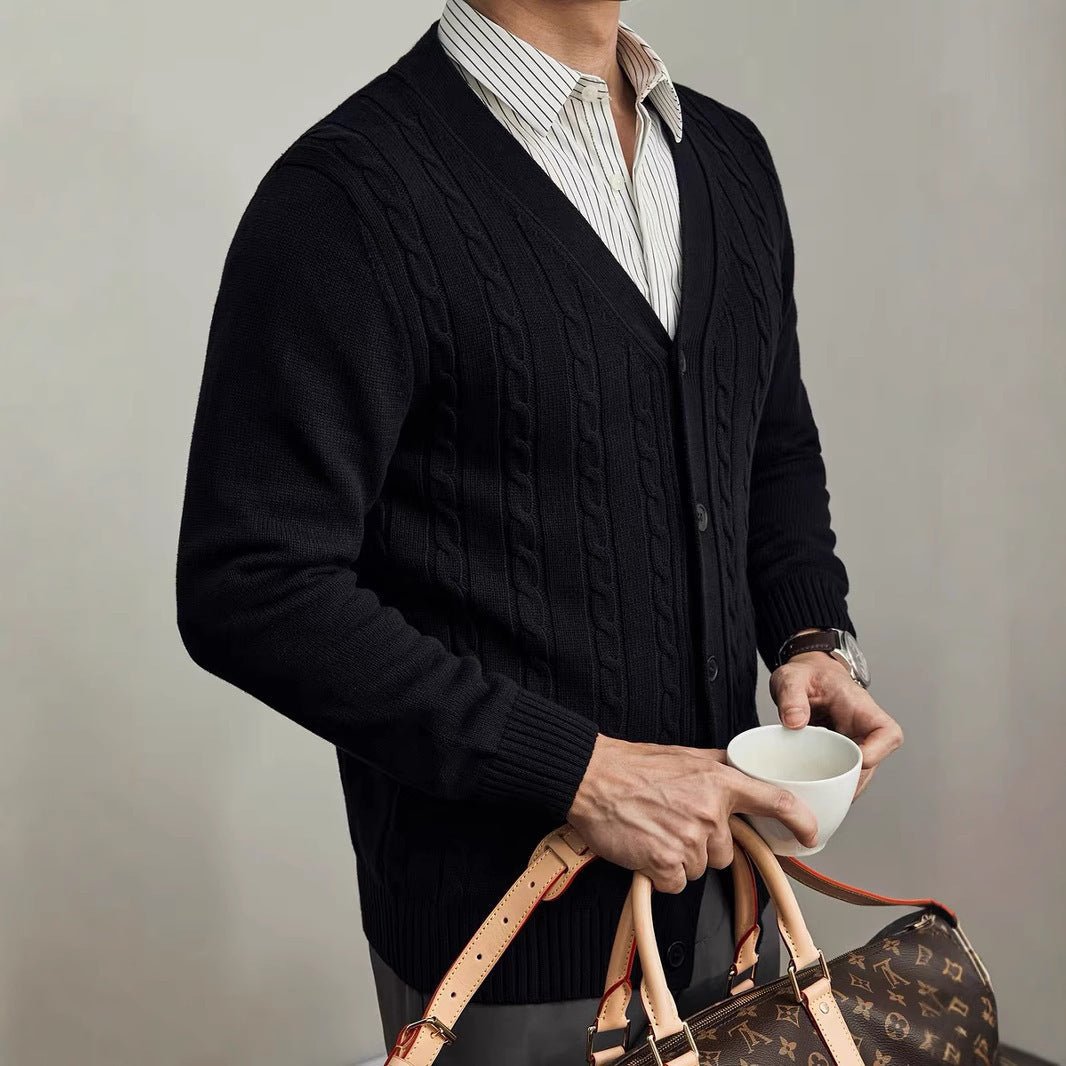 Men’s Cozy Solid-Color Knit Cardigan – Modern Long-Sleeve Sweater for Autumn & Winter - Image 3