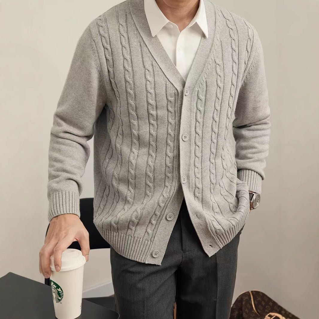 Men’s Cozy Solid-Color Knit Cardigan – Modern Long-Sleeve Sweater for Autumn & Winter - Image 4
