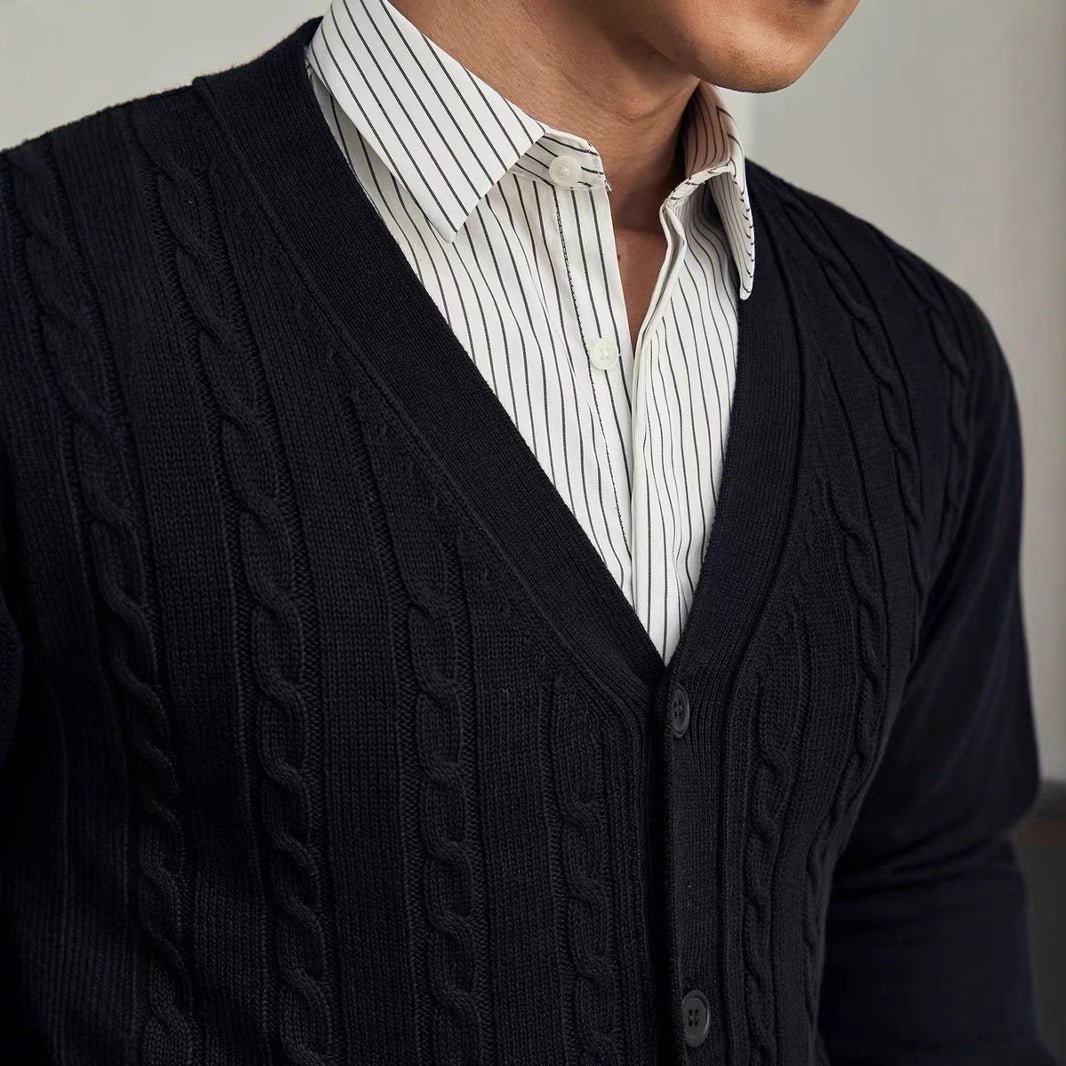 Men’s Cozy Solid-Color Knit Cardigan – Modern Long-Sleeve Sweater for Autumn & Winter - Image 8